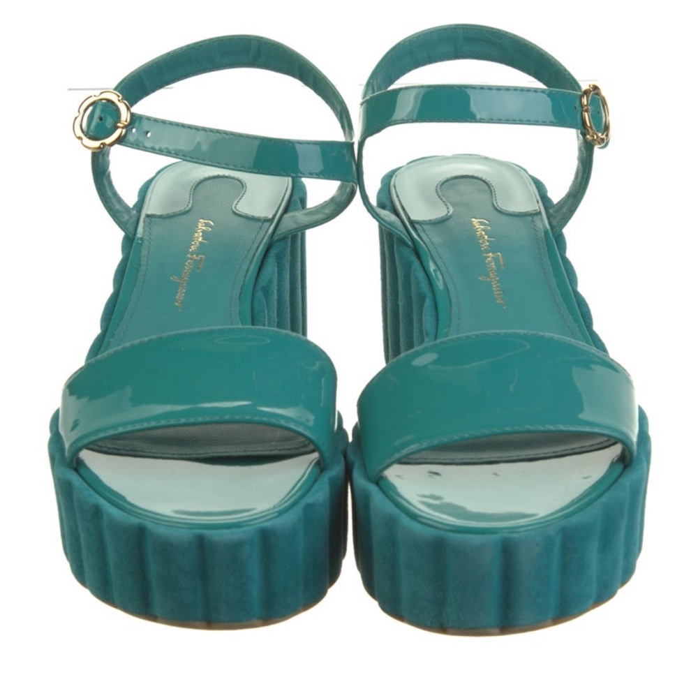 Salvatore Ferragamo Blue Platform Shoes